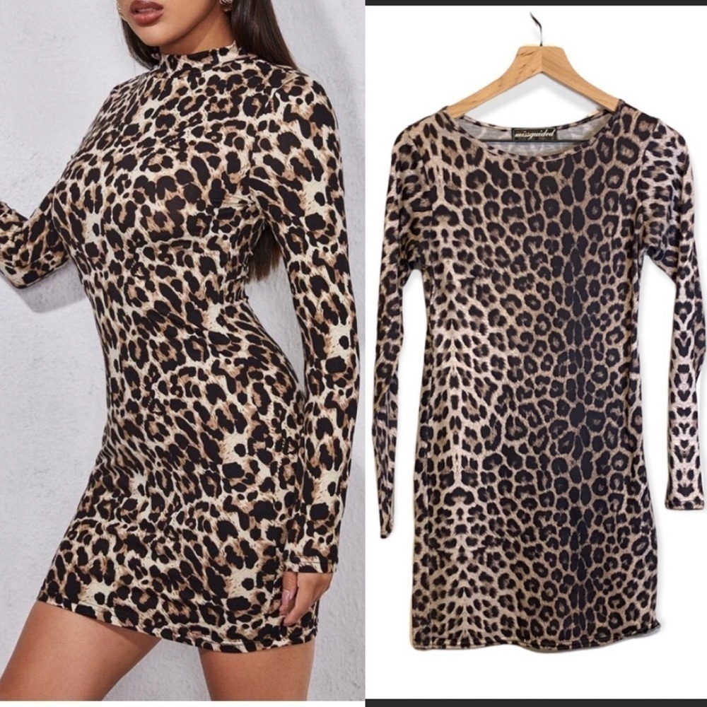 Missguided bodycon leopard animal print dress size small/medium